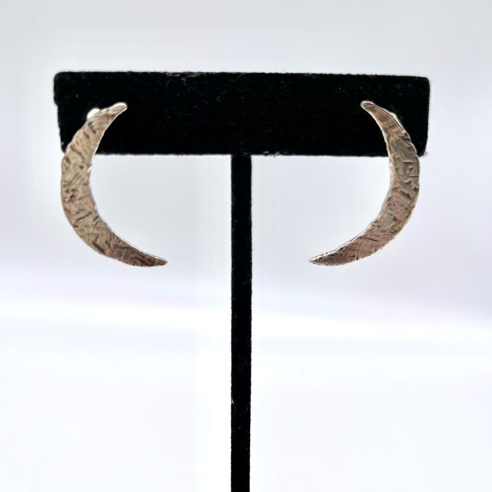 Crescent Moon Silver tone Earrings